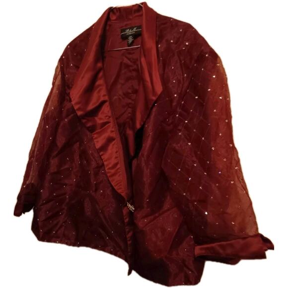 R&M Collection Evening Jacket, Women's Plus Sz 24W, Burgundy Diamond Design EUC - Picture 3 of 7